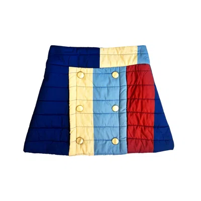 L2r The Label Women's Blue / Yellow / Orange Majorelle Quilted Skirt In Stripped Print In Multi