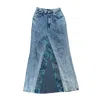 L2r The Label Women's Denim Skirt In Blue With Side Bows In Blue
