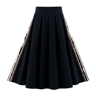 L2r The Label Women's Embellished Black Quilted Cloud Yurika Skirt