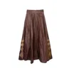 L2r The Label Women's Embellished Emberloom Maxi Skirt In Brown Denim