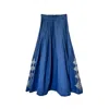 L2r The Label Women's Embellished Emberloom Maxi Skirt In Ciel Blue Denim