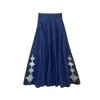 L2r The Label Women's Embellished Emberloom Maxi Skirt In Dark Blue Denim