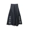 L2r The Label Women's Embellished Emberloom Maxi Skirt In Dark Grey Denim