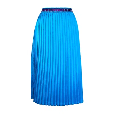 L2r The Label Women's Embroidered Pleated Midi Skirt - Blue