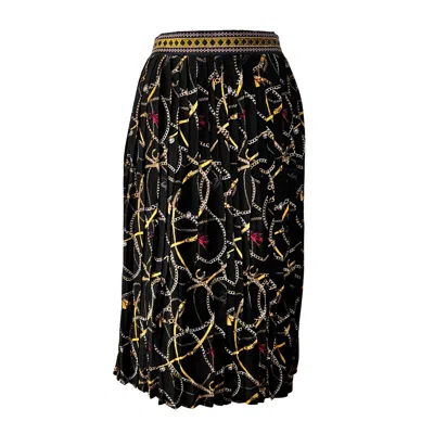 L2r The Label Women's Embroidered Pleated Scarf Midi Skirt - Black