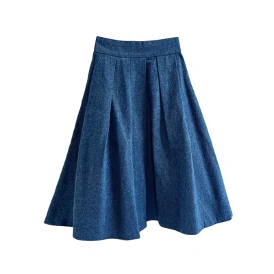 L2r The Label Women's Full Midi Skirt In Blue Denim