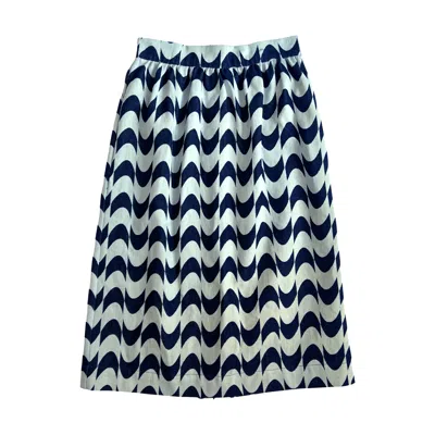 L2r The Label Women's Gathered Midi Skirt In Blue Print