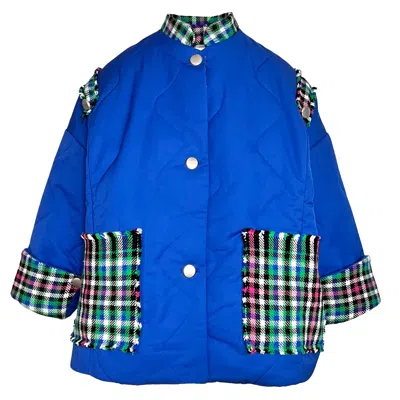 L2r The Label Women's Green / Blue / Pink Majorelle Quilted Jacket In Blue & Plaid Pattern
