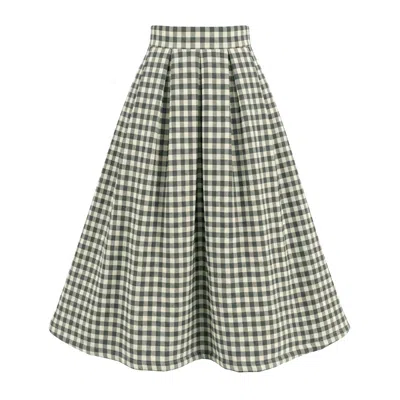 L2r The Label Women's Green / White Green Plaid Quilted Cloud Yurika Skirt In Multi