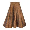 L2r The Label Women's Green / Yellow / Orange Floral Brocade Midi Skirt In Caramel Brown In Green/yellow/orange