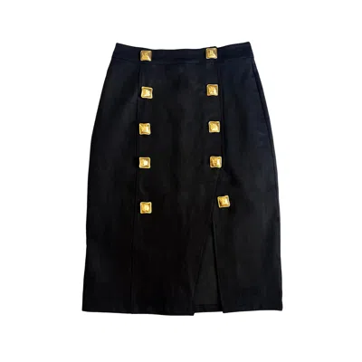 L2r The Label Women's Majorelle Midi Skirt In Black Denim