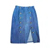 L2r The Label Women's Majorelle Midi Skirt In Blue Denim In Blue