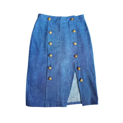 L2r The Label Women's Majorelle Midi Skirt In Blue Denim