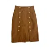 L2r The Label Women's Majorelle Midi Skirt In Tan Brown Denim In Brown