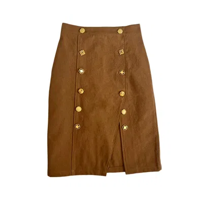 L2r The Label Women's Majorelle Midi Skirt In Tan Brown Denim