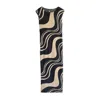 L2r The Label Women's Neutrals / Black Shoulder Pad Printed Mesh Dress In Beige & Black In Black