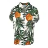 L2r The Label Women's Orange / Green / White Leaves & Pineapple Print Linen Short-sleeved Shirt In Multi
