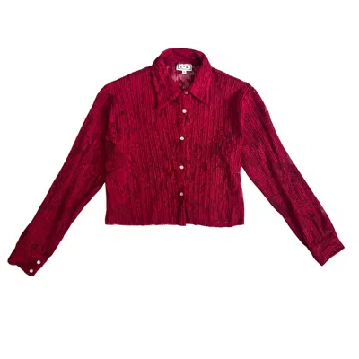 L2r The Label Women's Pink / Purple Cropped Pleated Shirt In Red Lace