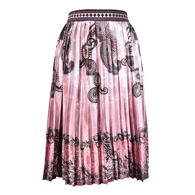 L2r The Label Women's Pink / Purple / White Embroidered Pleated Scarf Midi Skirt In Pink In Multi
