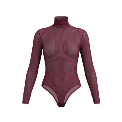 L2r The Label Women's Red Double Skin Bodysuit In Burgundy