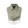 L2r The Label Women's Reversible Metallic Fringe Vest In Green