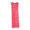 L2r The Label Women's Shoulder Pad Printed Mesh Dress In Red In Red