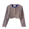 L2r The Label Women's Spencer Jacket In Multicolored Tweed In Blue/yellow