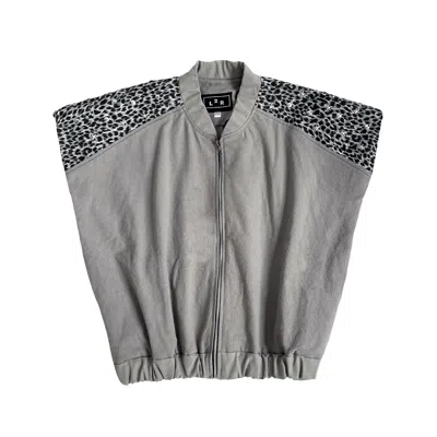 L2r The Label Women's Studded Sleeveless Bomber Jacket In Grey