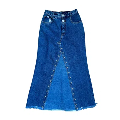 L2r The Label Women's Two-buttoned Blue Denim Skirt