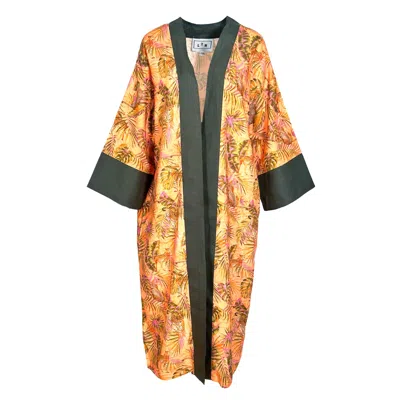 L2r The Label Women's Yellow / Orange Kaftan Kimono - Orange Jungle Print