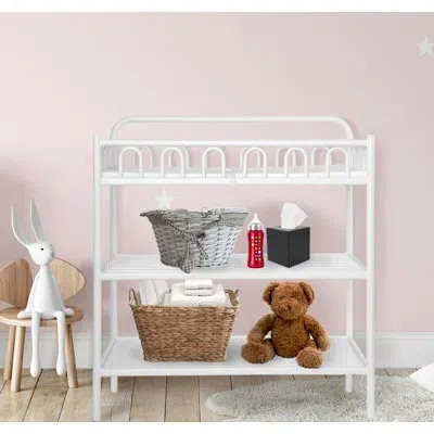 La Baby Cathrine Changing Table With Pad In White