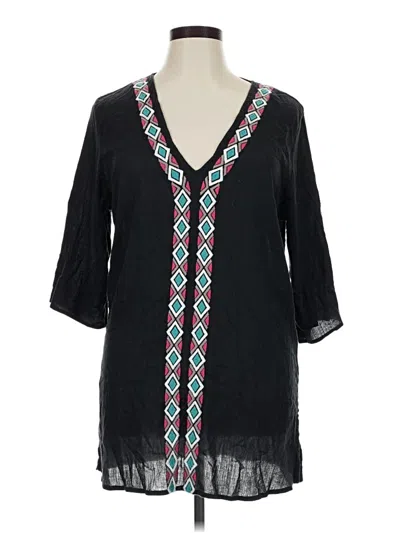 Pre-owned La Blanca 3/4 Sleeve Blouse In Black