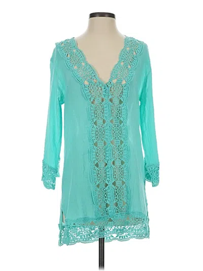 Pre-owned La Blanca 3/4 Sleeve Blouse In Teal