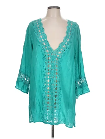 Pre-owned La Blanca 3/4 Sleeve Blouse In Teal