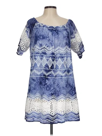 Pre-owned La Blanca 3/4 Sleeve Top Blue Square Neckline Tops