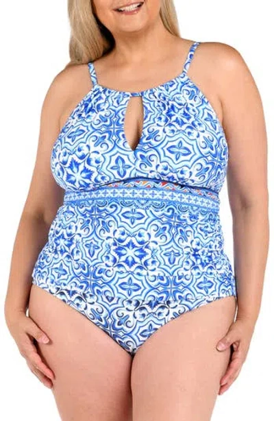 La Blanca Alboran High Neck One-piece Swimsuit In Blue