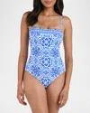 La Blanca Alboran Bandeau One-piece Swimsuit In Blue