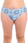La Blanca Plus Size Alboran Printed Tummy-control Bikini Bottoms In Blue
