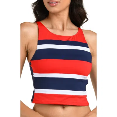 La Blanca Americana High Neck Tankini In Multi