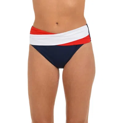 La Blanca Americana Mid Rise Bikini Bottoms In Blue