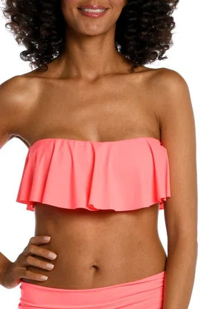 La Blanca Bandeau Ruffle Bikini Top In Hot Coral