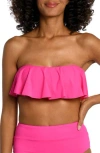 La Blanca Ruffled Bandeau Bikini Top In Pop Pink