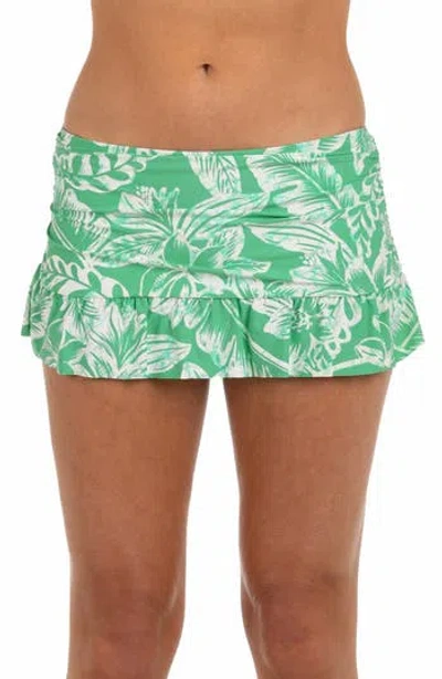 La Blanca Batiki Ruffle Skirt Bikini Bottoms In Green
