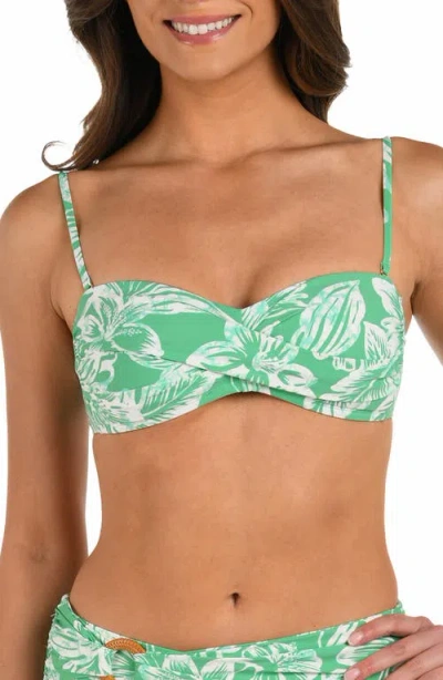 La Blanca Batiki Twist Bandeau Bikini Top In Green