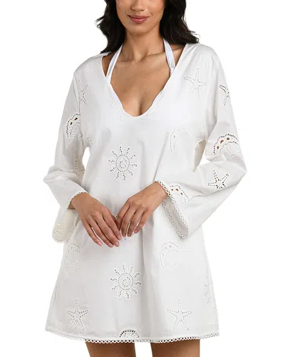 La Blanca Bayside Eyelet Stretch Cotton Cover-up Tunic In White
