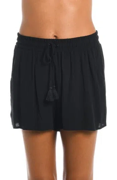 La Blanca Bcb Crepe Beach Shorts In Black