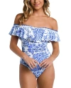 La Blanca Beyond Off-shoulder Ruffle One-piece Swimsuit In Blue