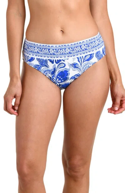 La Blanca Botanical Brocade Bikini Bottoms In Blue