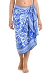 La Blanca Botanical Brocade Cover-up Pareo In Blue