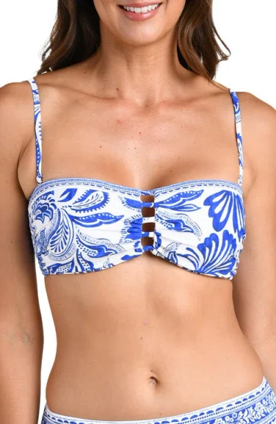 La Blanca Botanical Brocade Cutout Bikini Top In White